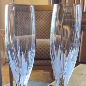 MIKASA FLAME D’AMORE Champagne Flutes Crystal Pair